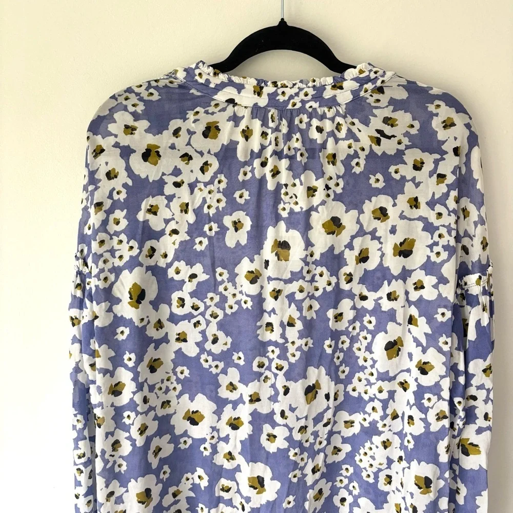 Free People Love Letter Tunic Rain Combo Blue White Floral Daisy Sheer Boho